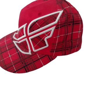 FLY NWT plaid Hat red. SM/MD. Flex fit. Never worn. 6 panel.